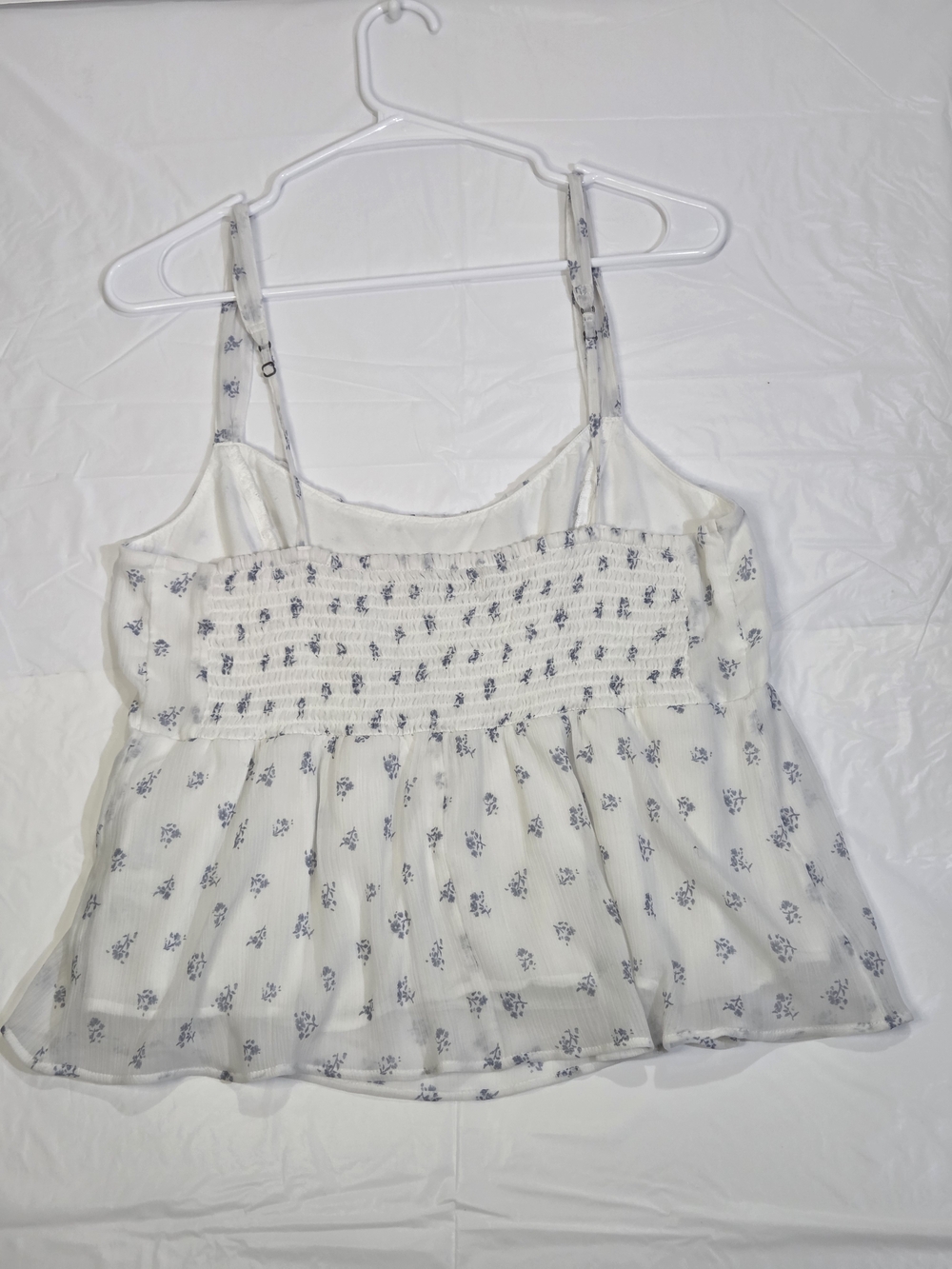 Ivory Floral Ruffled Camisole with Adjustable Straps - Picture 5 of 14